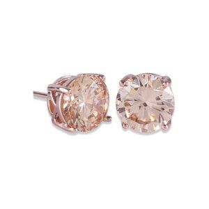 Rose Gold Tone Yellow Crystal Stud Earrings